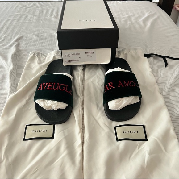 New limited edition Gucci slides L’Aveugle Par Amour size 36 - Picture 1 of 4